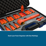 16 Piece 3/8" Drive SAE & Metric Hex Bit Insulated Socket and Attachment Set, 1000V Insulated