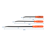 3 Piece Florescent Orange Handled Pry Bar Set with Black Oxide Blades
