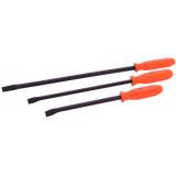 3 piece florescent orange handled pry bar set with black oxide blades
