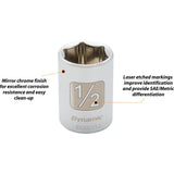 1/4" Drive 6 Point SAE Standard Length Chrome Sockets