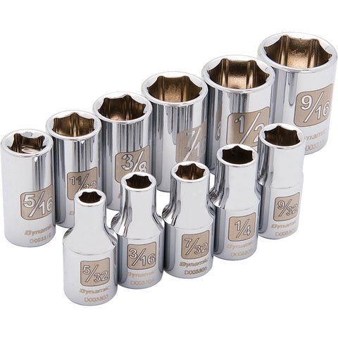 1/4" Drive 11 Piece 6 Point, Standard SAE Socket Set, 5/32" - 9/16"