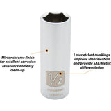 1/4" Drive 6 Point SAE Deep Length Chrome Sockets