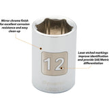 1/4" Drive 6 Point Metric Chrome Sockets