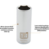 1/4" Drive 6 Point Metric Deep Length Chrome Sockets