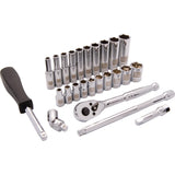 1/4" Drive 25 Piece 6 Point, SAE Standard/Deep Socket Set, 3/16" - 9/16"