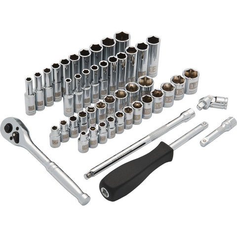 1/4" Drive 47 Piece 6 Point, SAE/Metric Standard/Deep Socket Set, 3/16" - 9/16" , 4mm - 14mm