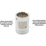 1/4" Drive 12 Point SAE Standard Length Chrome Sockets
