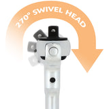 3/8" Drive 72 Tooth Swivel Head Quick Release Ratchet With Comfort Grip Handle
