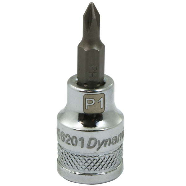 3/8" Drive Phillips® Head, Ph#1 Standard Length Chrome Bit Socket