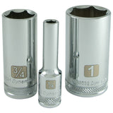3/8" Drive 13 Piece 6 Point, Deep SAE Socket Set, 1/4" - 1"
