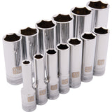 3/8" Drive 13 Piece 6 Point, Deep SAE Socket Set, 1/4" - 1"
