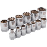 3/8" Drive 13 Piece 12 Point, Standard SAE Socket Set, 1/4" - 1"
