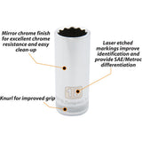 3/8" Drive 12 Point Metric, Deep Length, Chrome Sockets