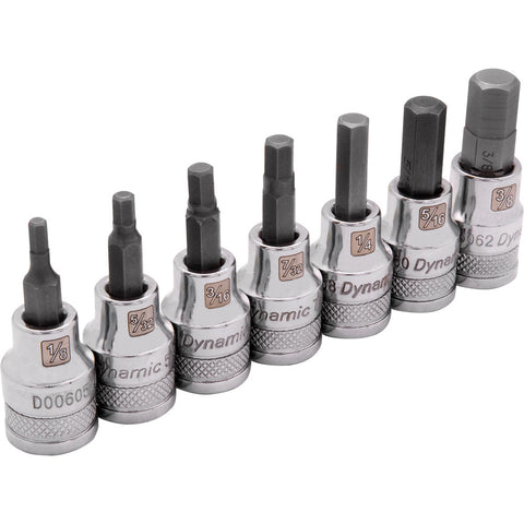 3/8" Drive 7 Piece SAE, Standard Length, Hex Socket Set, 1/8" - 3/8"'