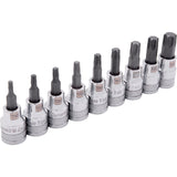 3/8" Drive 9 Piece Standard Length, Torx® Socket Set, T15 - T55