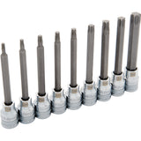 3/8" Drive 9 Piece Long, Torx® Socket Set, T15 - T55