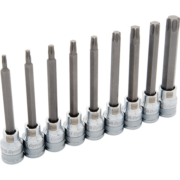 3/8" Drive 9 Piece Long, Torx® Socket Set, T15 - T55