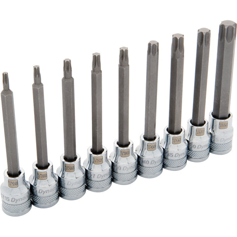 3/8" Drive 9 Piece Long, Torx® Socket Set, T15 - T55