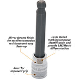 3/8" Drive SAE Hex Head Long Length Ball Nose, Chrome Bit Sockets