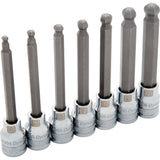 3/8" Drive 7 Piece Metric, Long Ball Nose, Hex Socket Set, 4mm -10mm