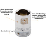 1/2" Drive 6 Point SAE, Standard Length, Chrome Sockets
