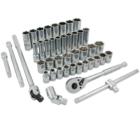 1/2" Drive 43 Piece 6 Point, Standard/Deep, Metric Socket Set, 10mm - 28mm