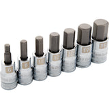 1/2" Drive 7 Piece, Metric Standard, Hex Socket Set, 6mm - 19mm
