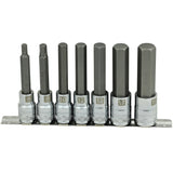 1/2" Drive 7 Piece, Metric Long, Hex Socket Set, 6mm - 19mm