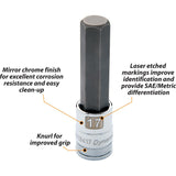 1/2" Drive Metric Hex Head, Long Length Chrome Bit Sockets