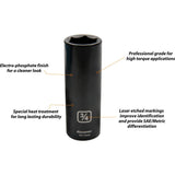 1/2" Drive 6 Point SAE, Deep Length, Impact Sockets