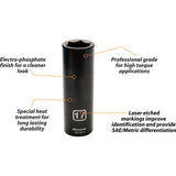 1/2" Drive 6 Point Metric, Deep Length, Impact Sockets