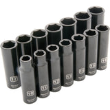 1/2" Drive 14 Piece 6 Point, Deep Impact, Metric Socket Set, 10mm - 23mm