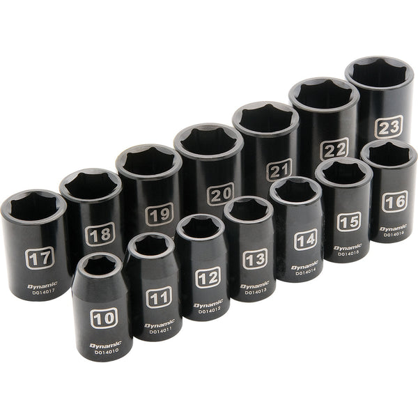 1/2" Drive 14 Piece 6 Point, Standard Impact, Metric Socket Set, 10mm - 23mm