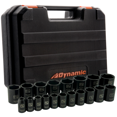 1/2" Drive 19 Pieces 6 Point Standard SAE Impact Socket Set