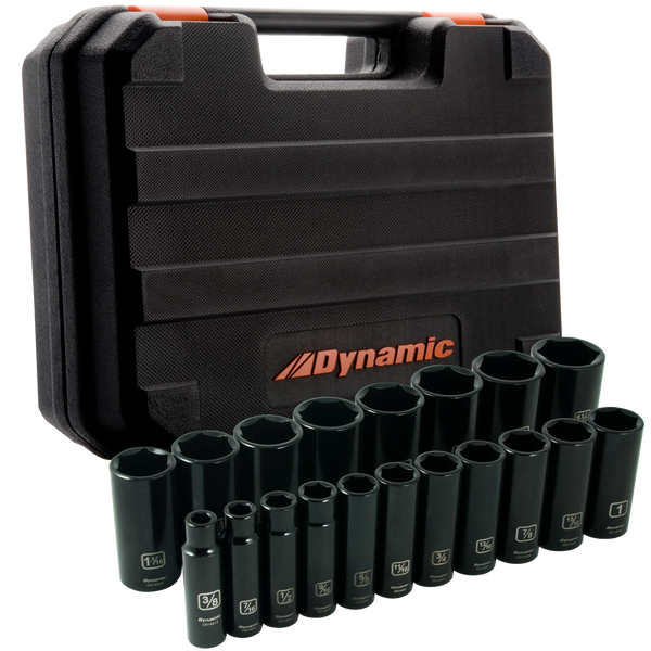1/2" Drive 19 Pieces 6 Point Deep SAE Impact Socket Set