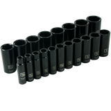 1/2" Drive 19 Pieces 6 Point Deep SAE Impact Socket Set