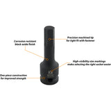 1/2" Drive 8 Piece Metric Hex Bit Impact Socket Set