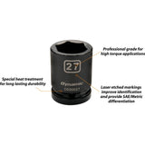 3/4" Drive 6 Point Metric, Standard Length, Impact Sockets