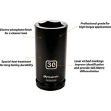 3/4" Drive 6 Point Metric, Deep Length, Impact Sockets