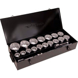 1" Drive 21 Piece 12 Point Standard SAE Socket Set