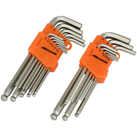 22 Piece SAE and Metric Ball End Long Hex Key Set