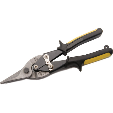 10" Aviation Snips, Cuts Straight, Yellow Handle