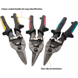 10" Aviation Snips, Cuts Straight, Yellow Handle