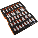 38 Piece Chrome Laser-Etched Socket Set, 1/2" Drive, with Foam Tool Organizer